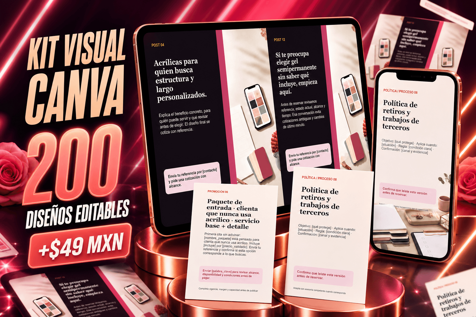 Mockup del Kit Visual Canva con 200 diseños editables